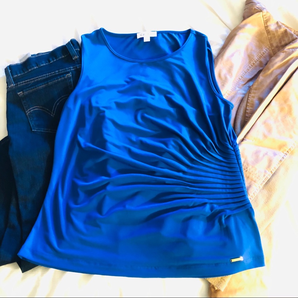 Calvin Klein Cobalt Blue Sleeveless Stretch Blouse